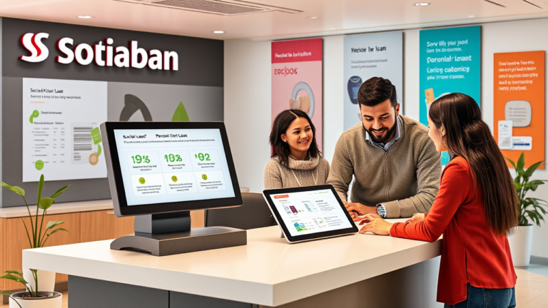 A person discussing financial options at Scotiabank for personal loans.