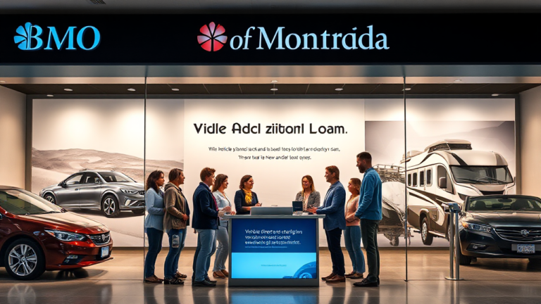 A person reviewing options for a vehicle acquisition loan from BMO.