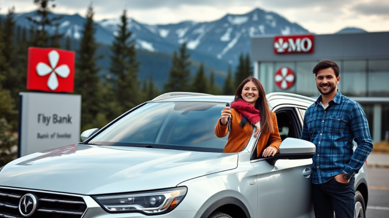 A happy family driving their new vehicle purchased with the BMO Vehicle Acquisition Loan.