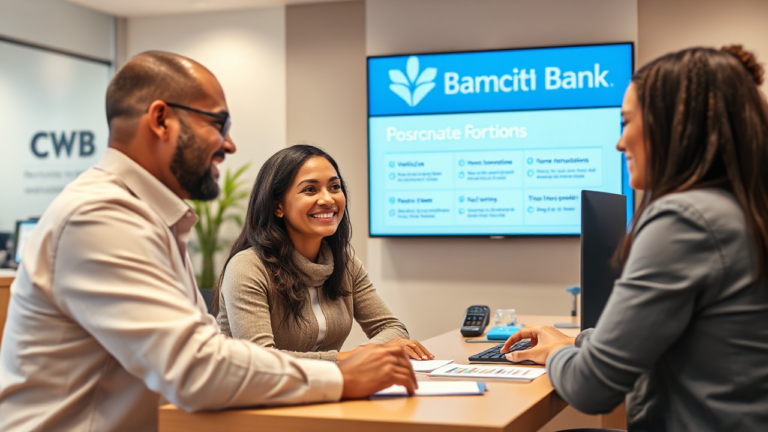 Image illustrating Canadian Western Bank Personal Loan options with people discussing financial needs.