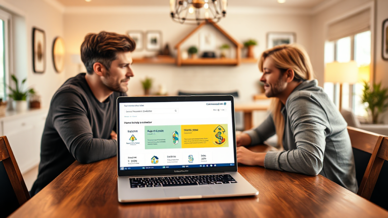 A couple discussing home financing options with Commonwealth Bank of Australia regarding a $20,000 home loan.