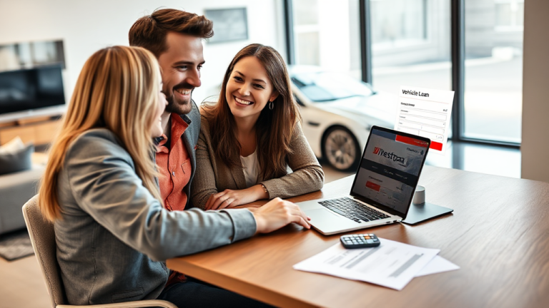 Person reviewing vehicle loan options with Westpac Banking Corporation.