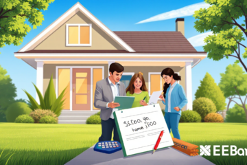 A couple reviewing their finances for a home loan.