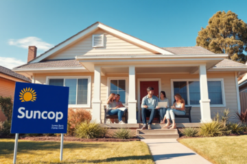 A person discussing home loan options at Suncorp Bank.