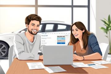 A person exploring vehicle loan options with Latitude Financial Services for purchasing a car.