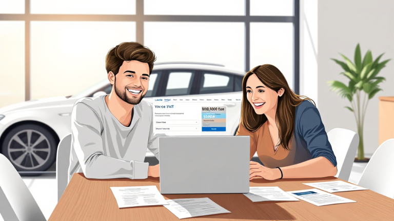 A person exploring vehicle loan options with Latitude Financial Services for purchasing a car.