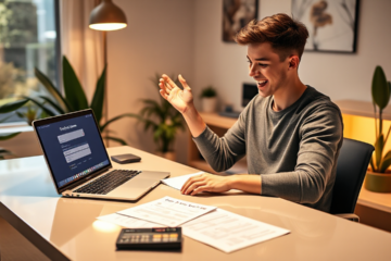 Illustration of a person applying for a personal loan with Tic Toc Home Loans.
