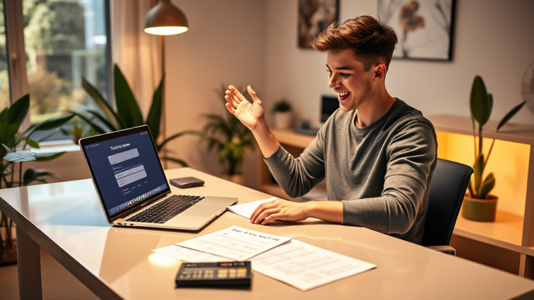 Illustration of a person applying for a personal loan with Tic Toc Home Loans.