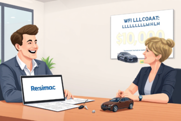 A person reviewing vehicle loan options with Resimac for financing up to $10,000.