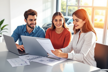 A person reviewing documents for a vehicle loan application with MoneyPlace.