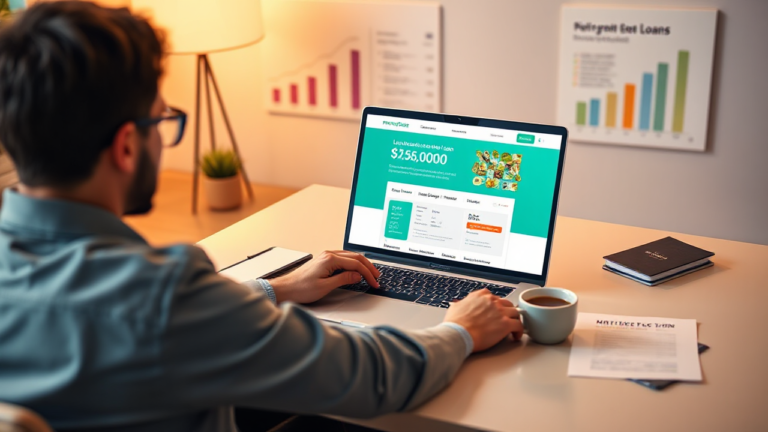 A person reviewing loan options on a laptop with MoneyPlace.