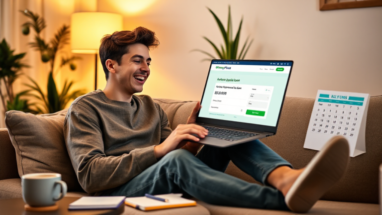 A person reviewing options for a $5,000 personal loan through MoneyPlace.