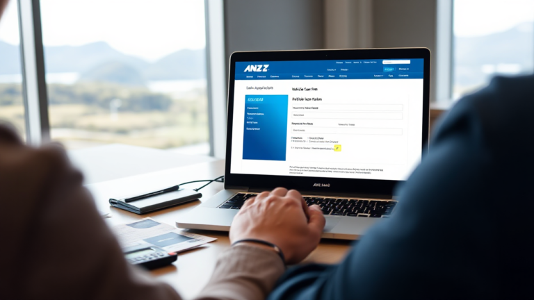 A person applying for a vehicle loan at ANZ Bank online.