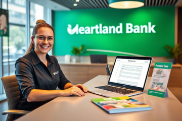 A person contemplating financial options with a focus on obtaining a $5,000 personal loan from Heartland Bank.