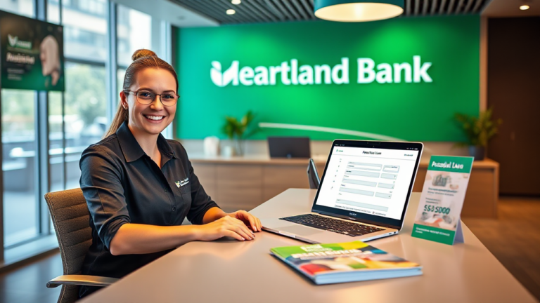 A person contemplating financial options with a focus on obtaining a $5,000 personal loan from Heartland Bank.