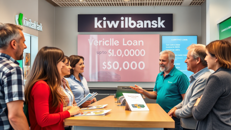 A person reviewing options for a Kiwibank vehicle loan.