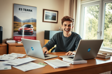 A person reviewing vehicle loan options at TSB Bank for up to $10,000.