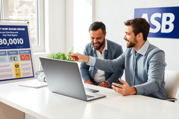 A couple discussing home financing options with ASB Bank.