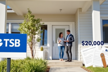 Illustration of a family financing their home using a TSB Bank $20,000 home loan.