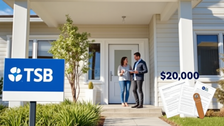 Illustration of a family financing their home using a TSB Bank $20,000 home loan.
