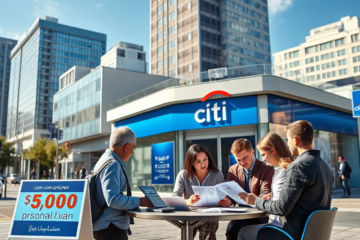 A person discussing financial options with a Citibank representative about personal loans.