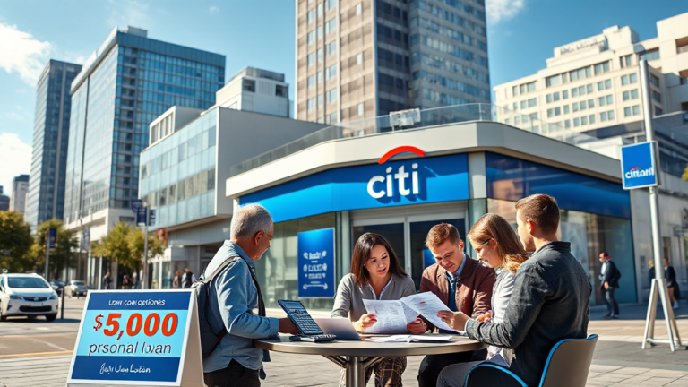A person discussing financial options with a Citibank representative about personal loans.