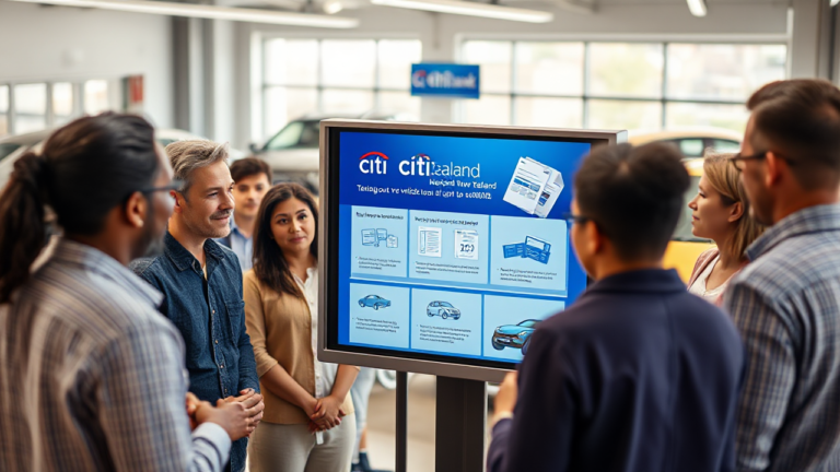 A person reviewing loan options with Citibank for a vehicle purchase.