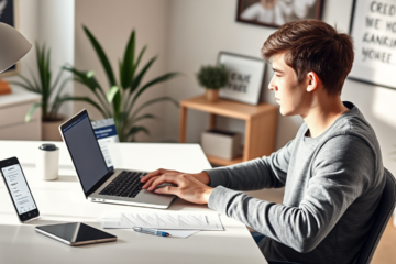 Illustration of a person applying for a $5,000 personal loan with Credit Suisse.