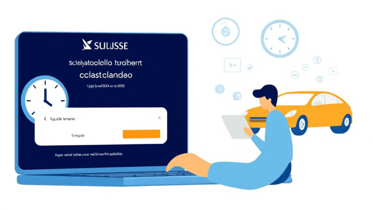 A person reviewing options for a vehicle loan online with Credit Suisse.