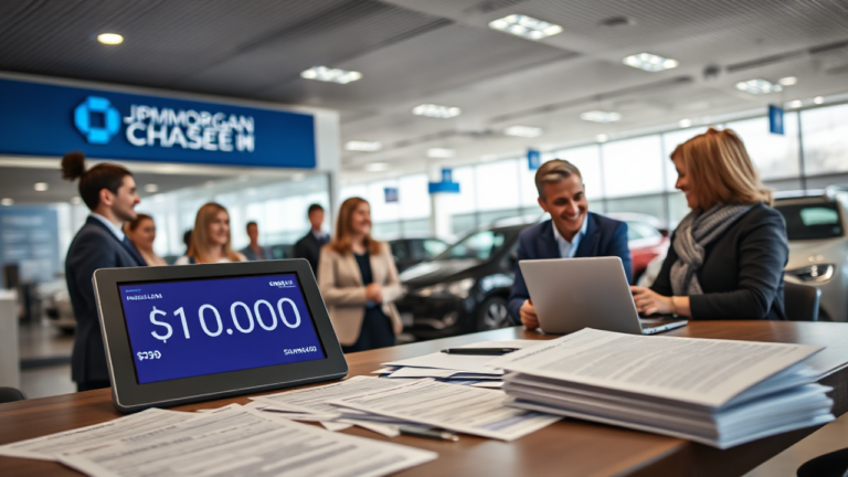 An overview of JPMorgan Chase Bank's vehicle loan process for loans up to $10,000.