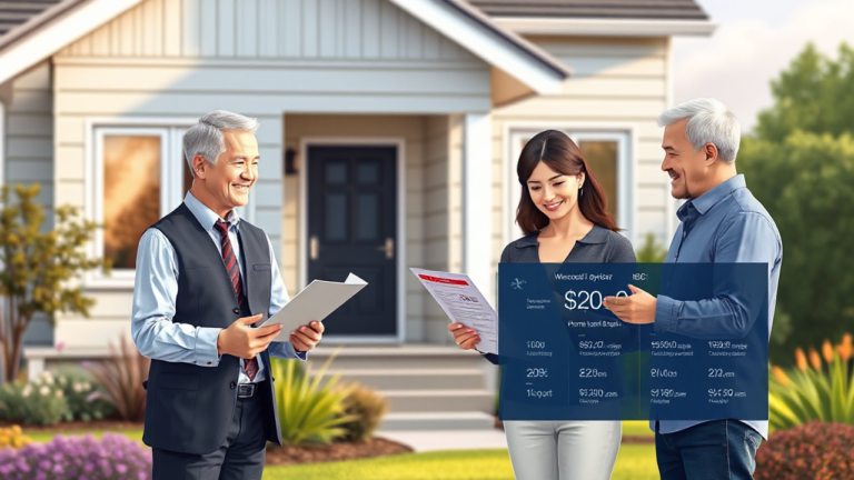 A couple discussing home financing options with ICBC advisors to secure a $20,000 home loan.