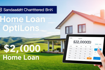 Person calculating finances for a home loan with Standard Chartered Bank.