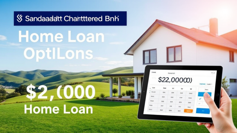 Person calculating finances for a home loan with Standard Chartered Bank.