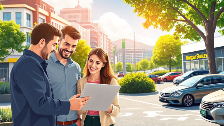A person reviewing loan options on a laptop, symbolizing the process of obtaining a vehicle loan with Morgan Stanley.
