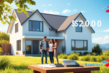 A family reviewing home financing options with Bank of America.