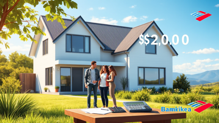 A family reviewing home financing options with Bank of America.