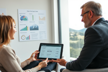 A couple discussing financing options for their new home with a financial advisor.