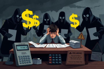 An illustration depicting the dangers of predatory lending practices and how to avoid them.