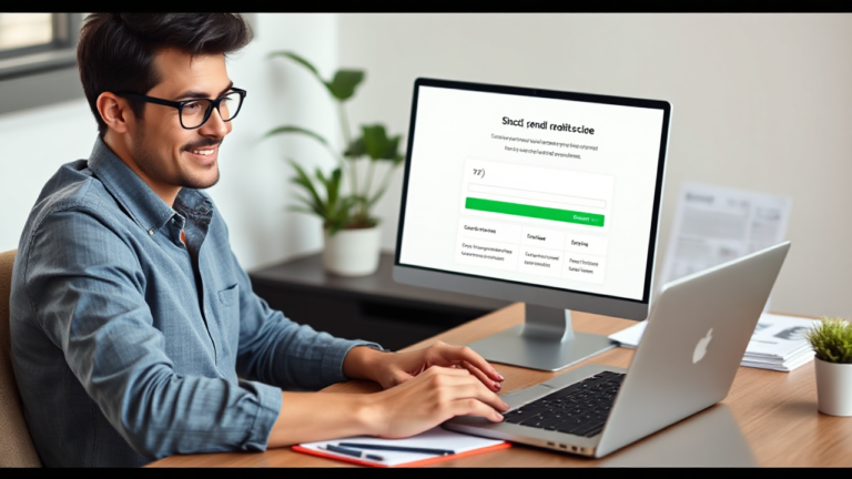 Person checking their credit score online for free