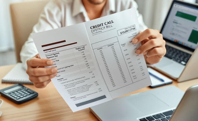 A close-up of a credit card bill showing detailed transactions.