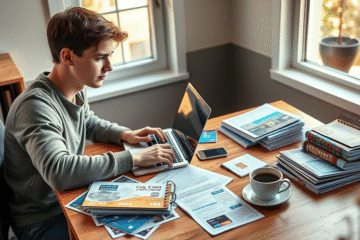 A person learning about credit cards and their benefits.