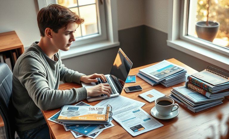 A person learning about credit cards and their benefits.
