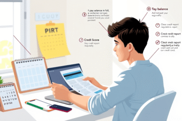 A person reviewing their credit card statement while managing finances wisely.