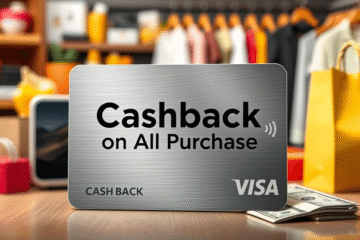 A visual representation of a credit card offering cashback rewards on all purchases.