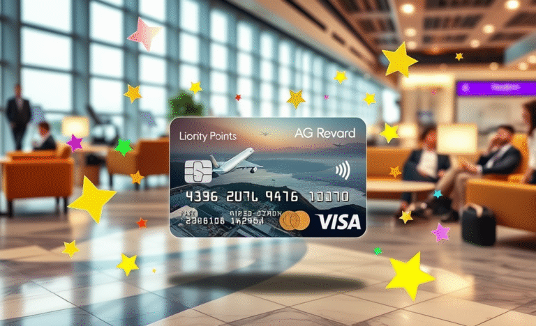 Image of a credit card with travel rewards and benefits.