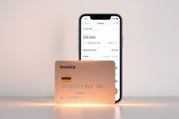 A user managing their credit card expenses through a mobile app with a digital invoice