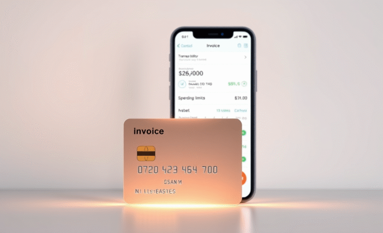 A user managing their credit card expenses through a mobile app with a digital invoice