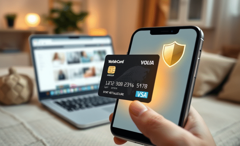 An illustration of a virtual credit card for secure online transactions.