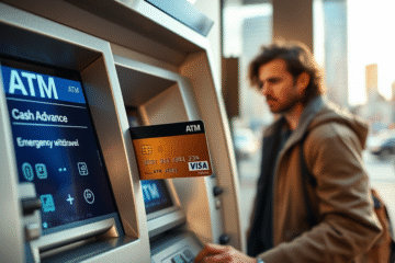A credit card offering emergency cash withdrawal services at ATMs.