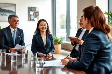 A confident candidate standing out during an interview process.